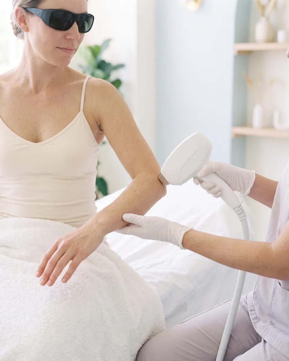 A laser session along a client's whole arm