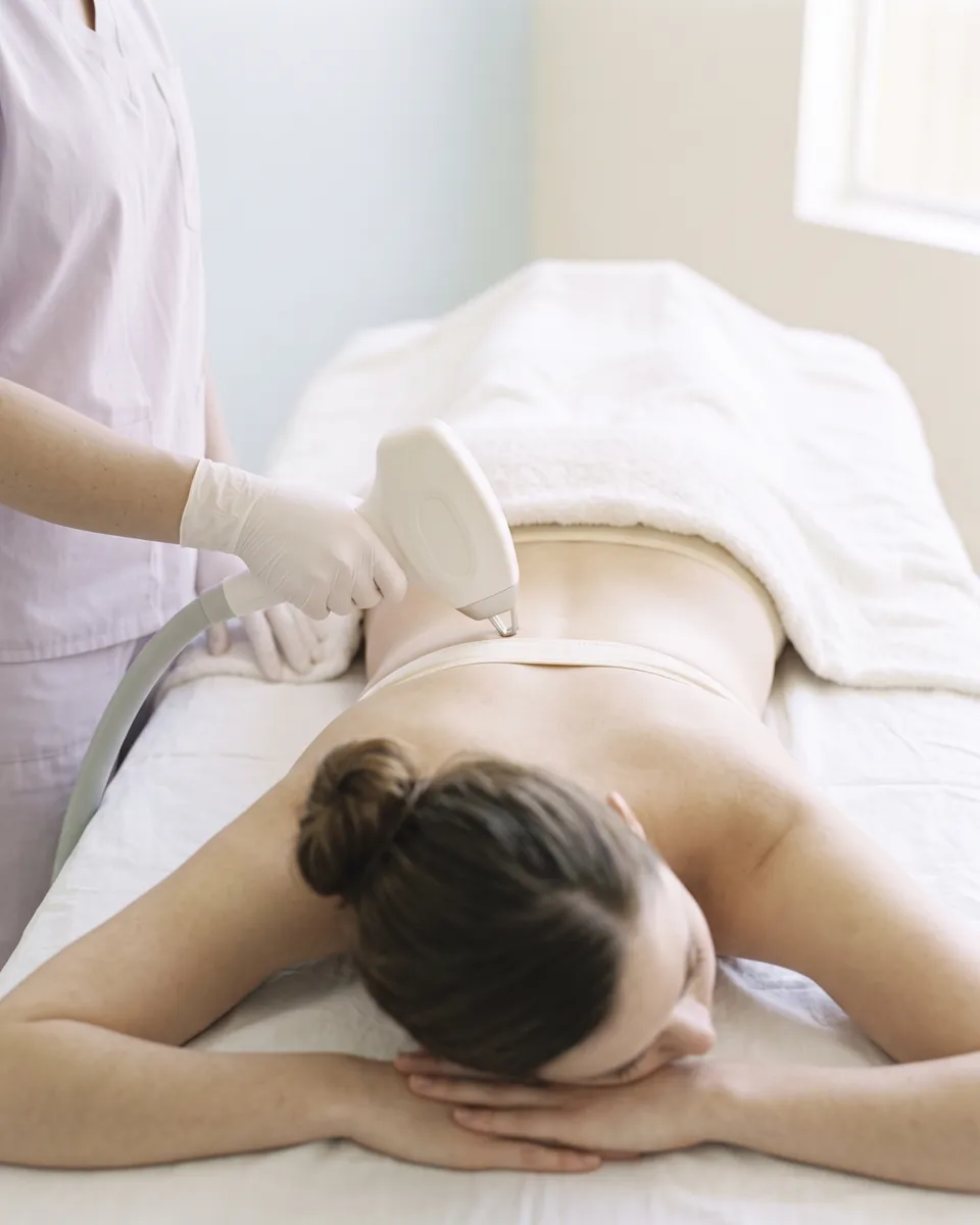 A laser session across a client's whole back