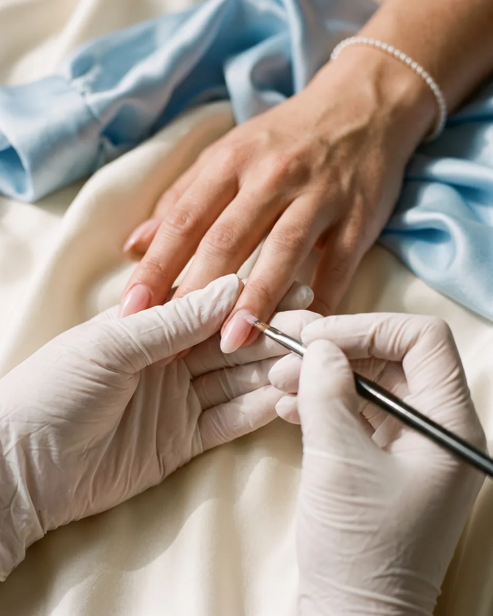Fresh gel filling the grown-out part of a gel nail